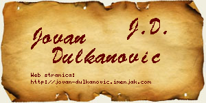 Jovan Dulkanović vizit kartica